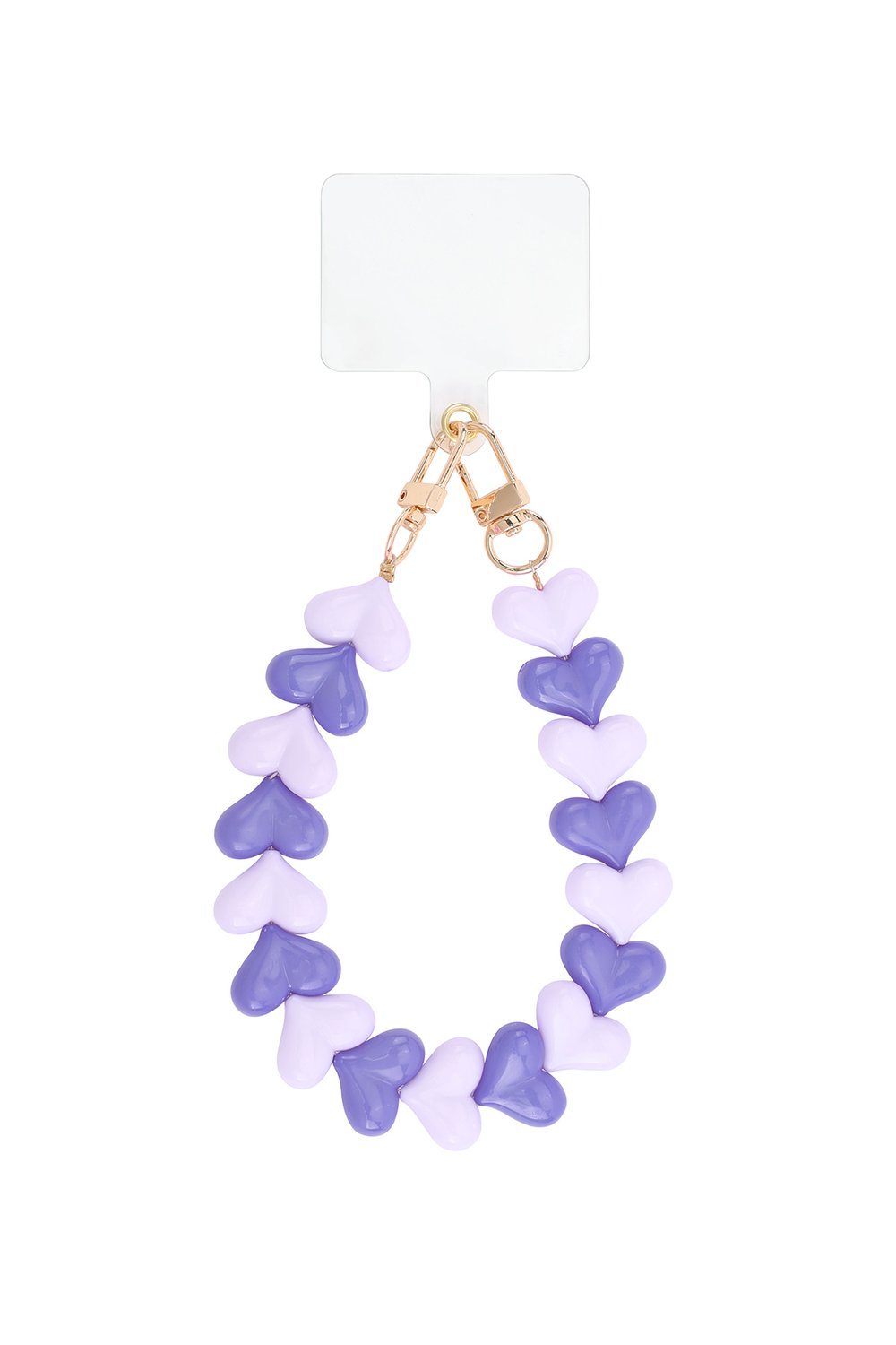 Telefoonkoord pols hartjes - paars