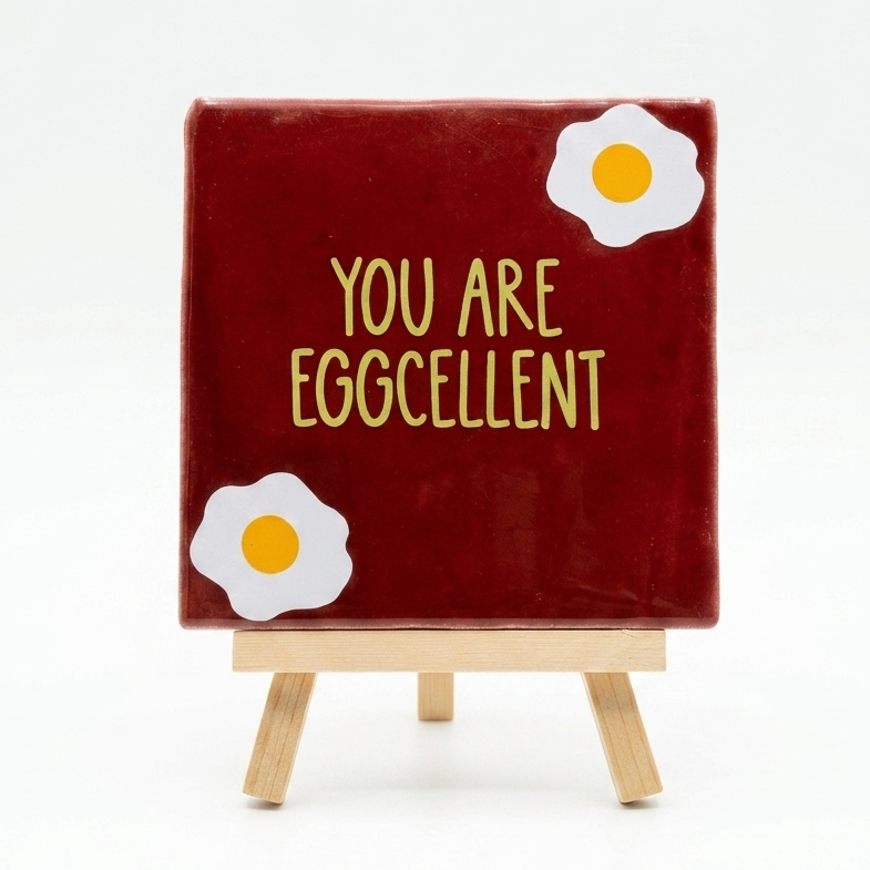 Tegeltje met tekst You are eggcellent
