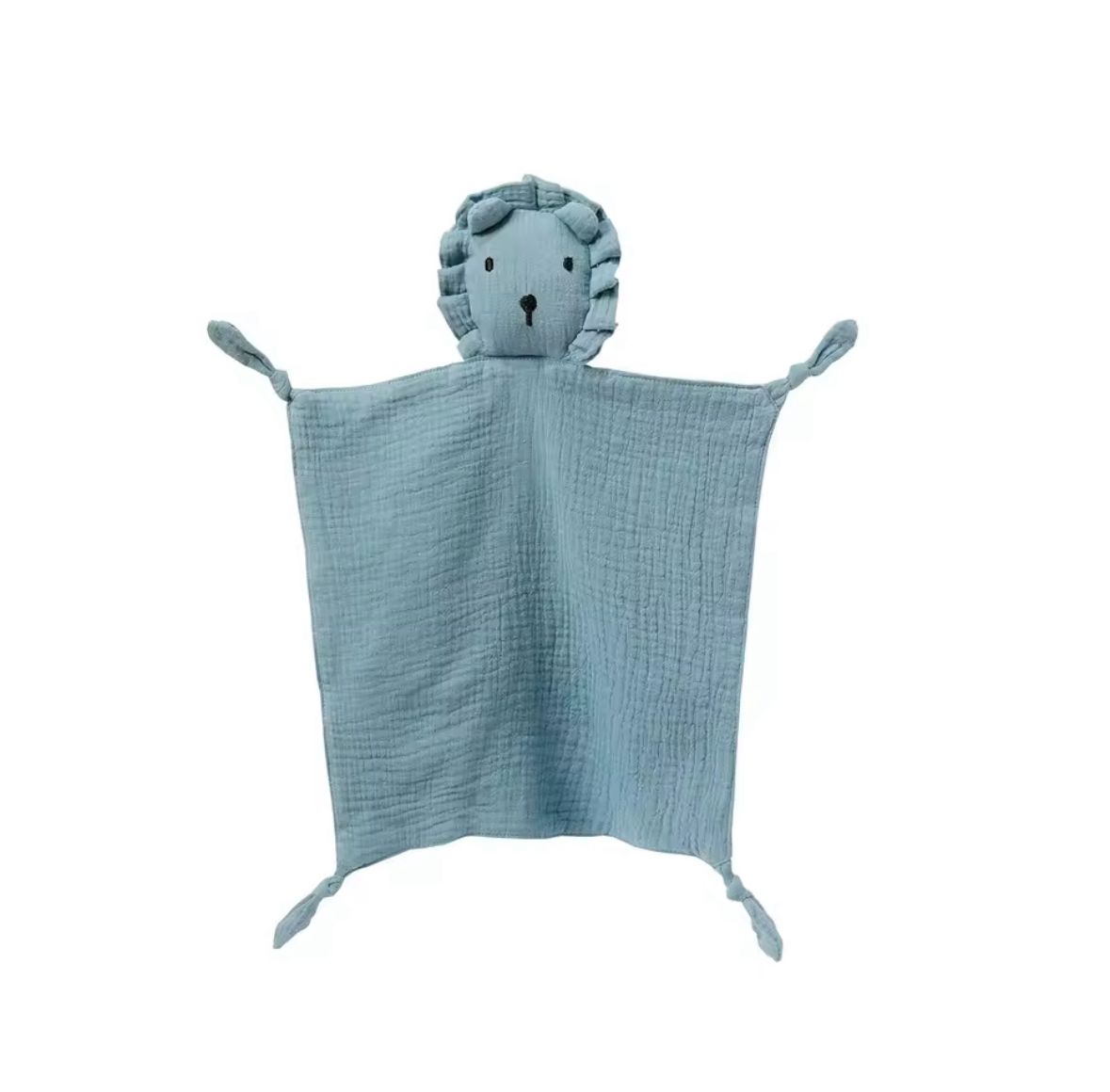 Knuffeldoekje leeuw met naam - blauw