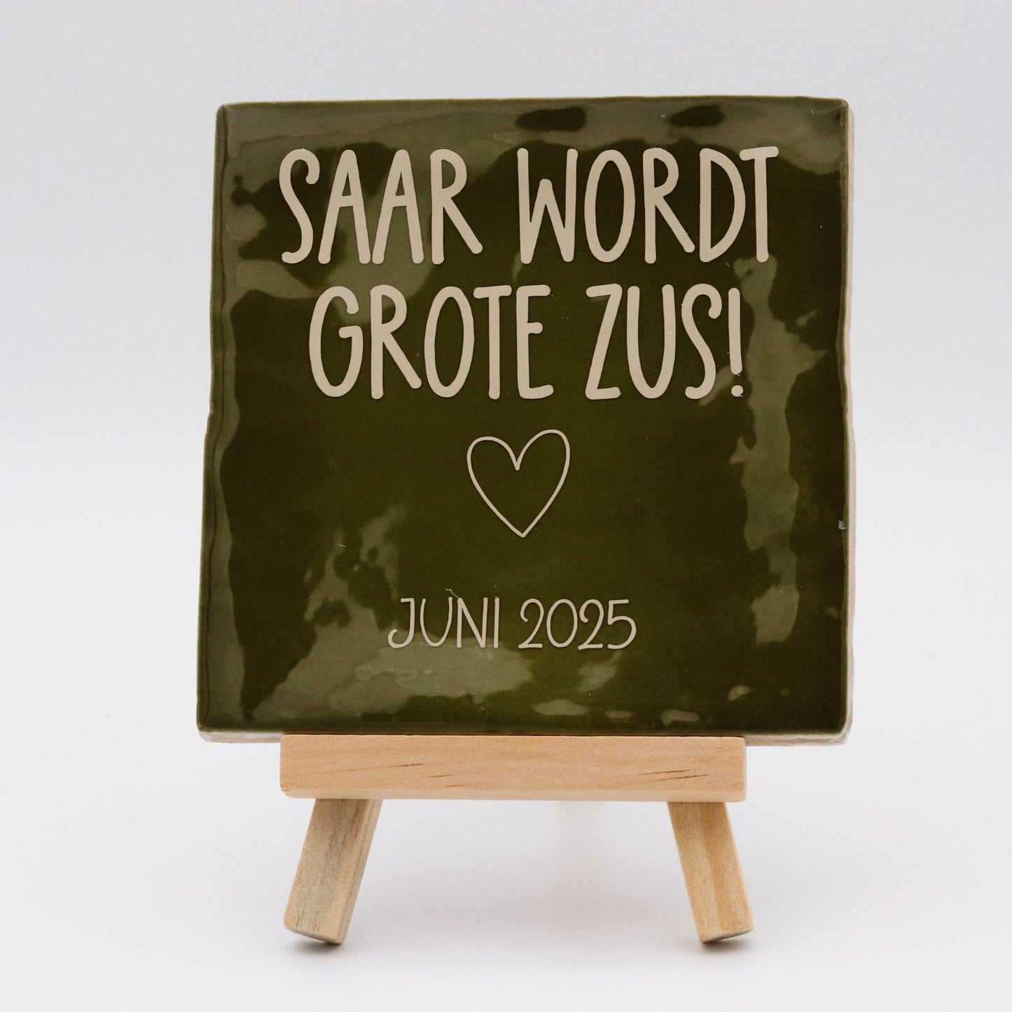 Tegeltje met tekst Grote zus - Pienies
