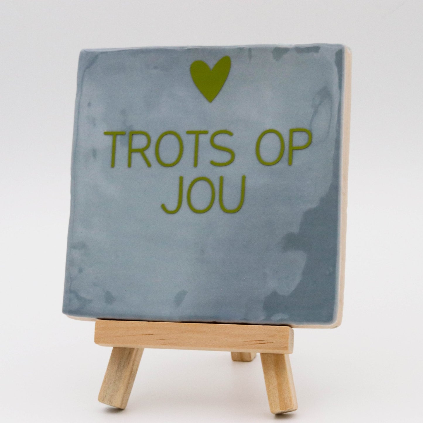 Tegeltje met tekst Trots op jou - Pienies