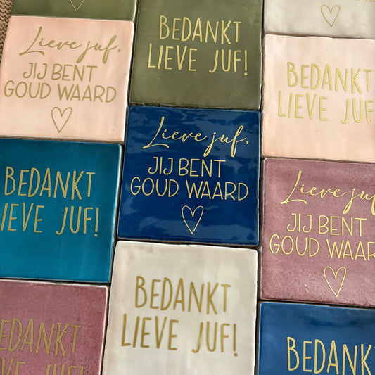 Tegeltje met eigen tekst bedrukken bij Pienies.nl