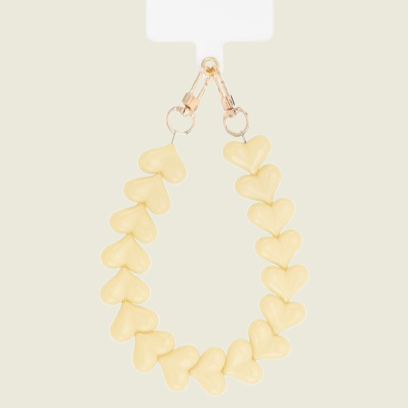 Telefoonkoord pols hartjes - Beige
