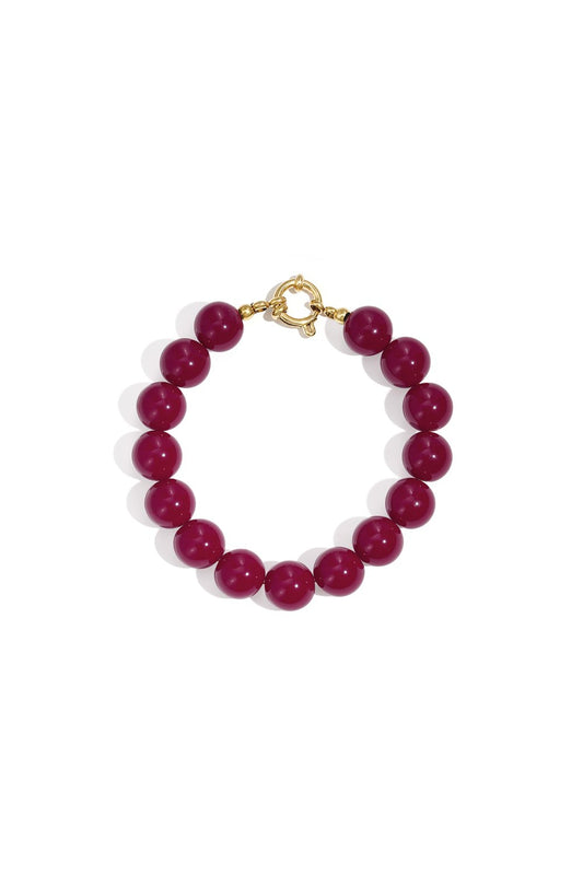 Armbandje 12 mm kralen - Rood/bruin