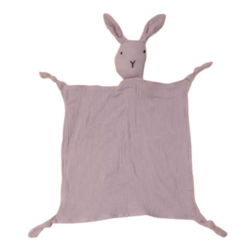 Knuffeldoekje konijn met naam - Paars