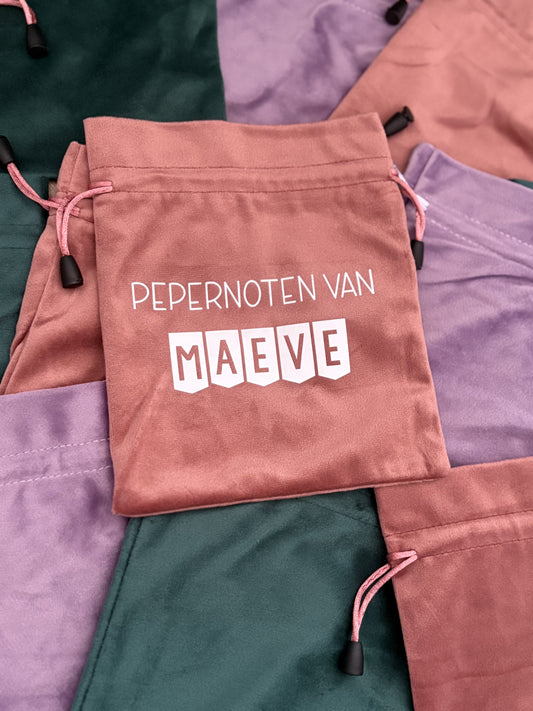 Pepernotenzakje met naam - Velvet - Pepernoten van