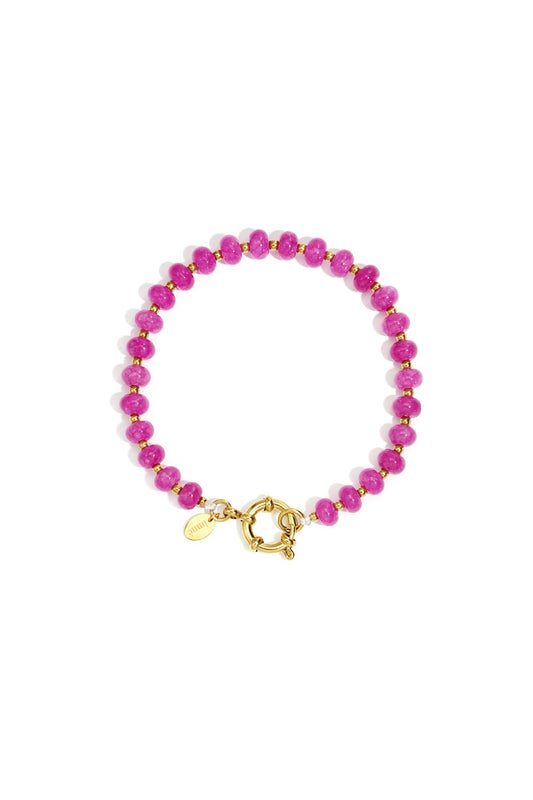 Armbandje natuursteen kralen - Roze