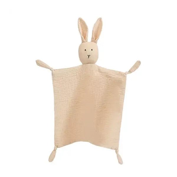 Knuffeldoekje konijn met naam - Beige - Pienies