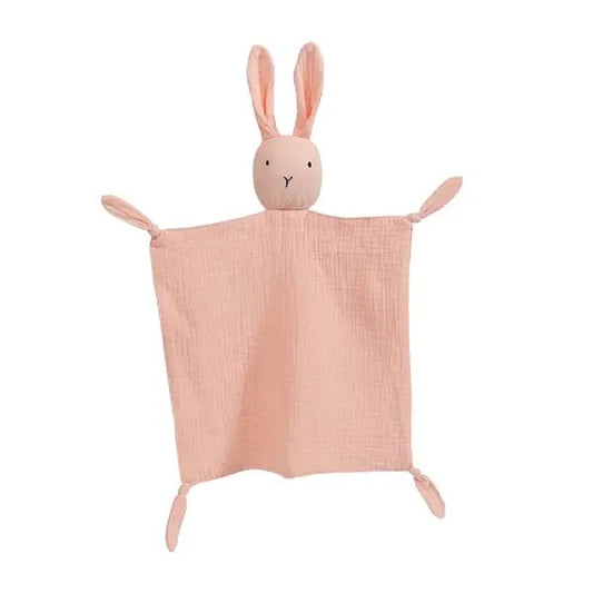 Knuffeldoekje konijn met naam - Roze - Pienies