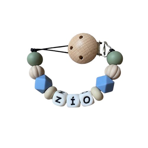 Speenkoord met naam - Siliconen - Zand Blauw - Pienies