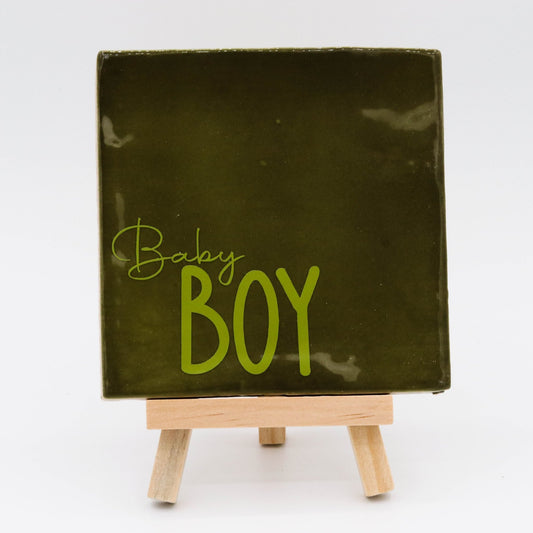 Tegeltje met tekst Baby boy - Pienies