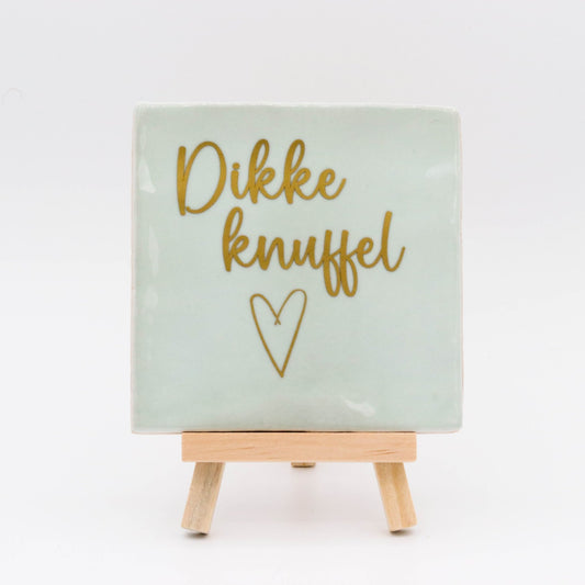 Tegeltje met tekst Dikke knuffel - Pienies