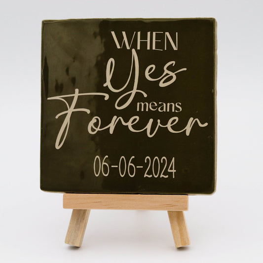 Tegeltje met tekst - Forever - Pienies