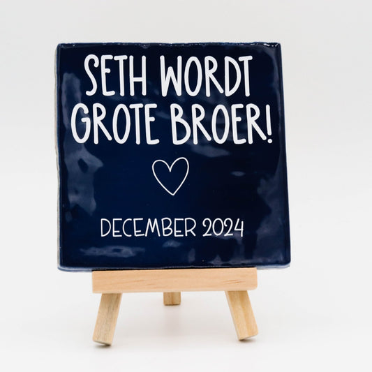 Tegeltje met tekst Grote broer - Pienies