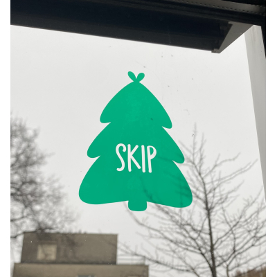 Raamsticker kerstboom Skip